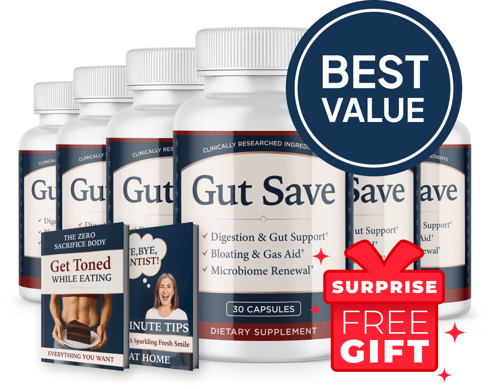Gut Save 6 bottle best value package with free bonus gifts